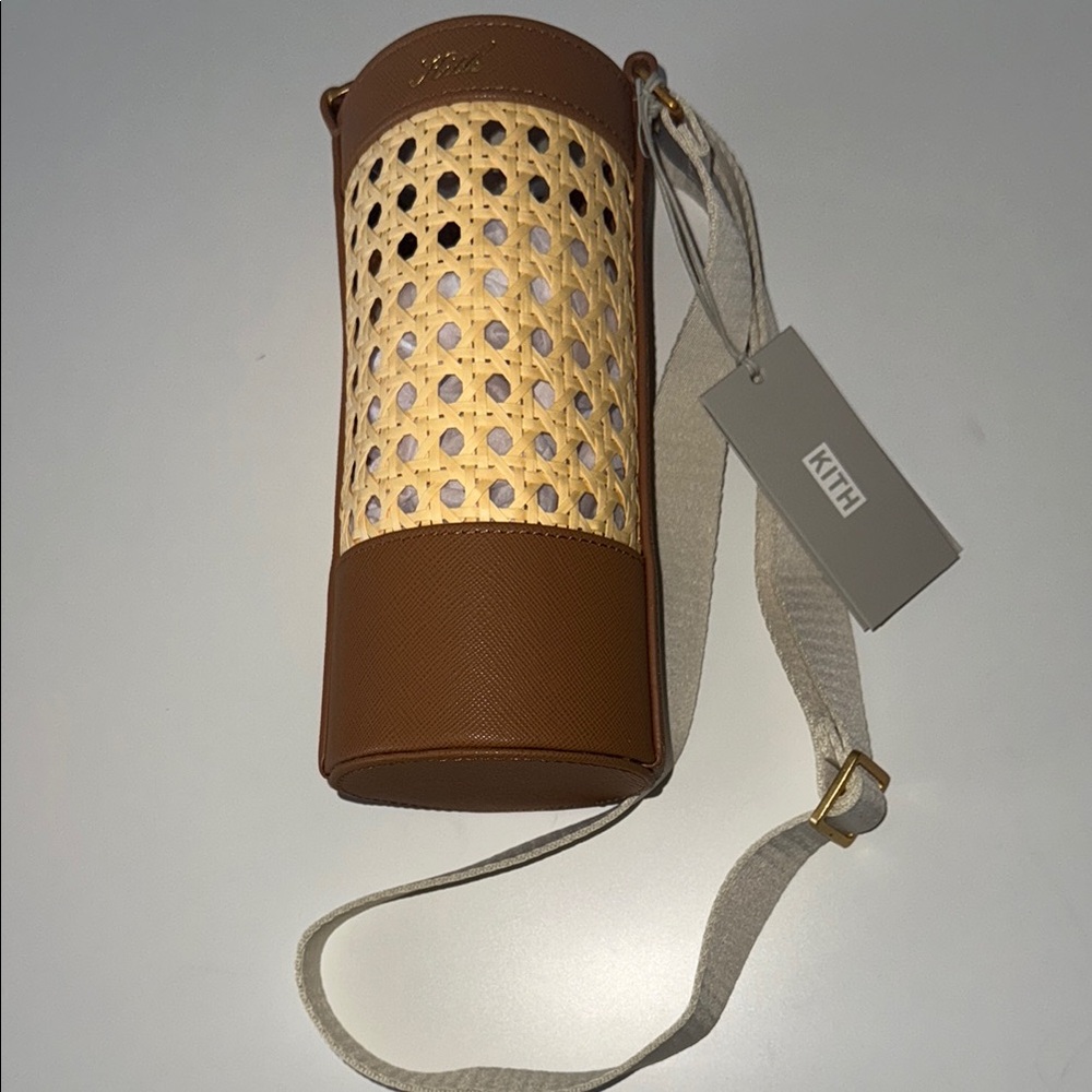 Kith Brown and Cream Woven small Wine bottle Bag